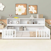 Bellemave® Floor Bed with Bedside Bookcase,Shelves,Guardrails - Bellemave
